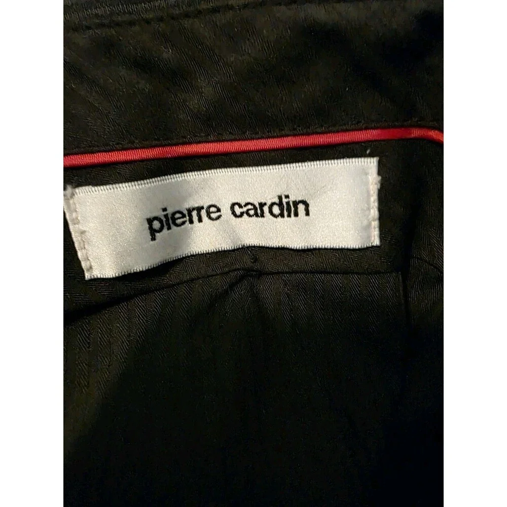 Vintage Pierre Cardin Black/Gray Pinstripe 100% Wool Suit 44R/W38